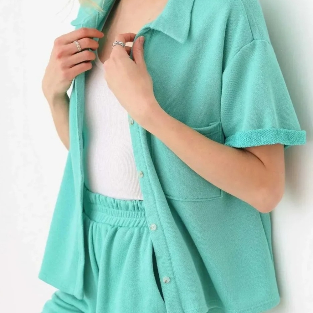 Mint Green Button-Up Shirt